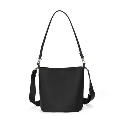 Minimalist Water-Resistant Nylon Bucket Bag – Convertible Crossbody & Shoulder Bag with Dual Straps