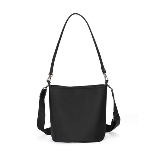 Minimalist Water-Resistant Nylon Bucket Bag – Convertible Crossbody & Shoulder Bag with Dual Straps