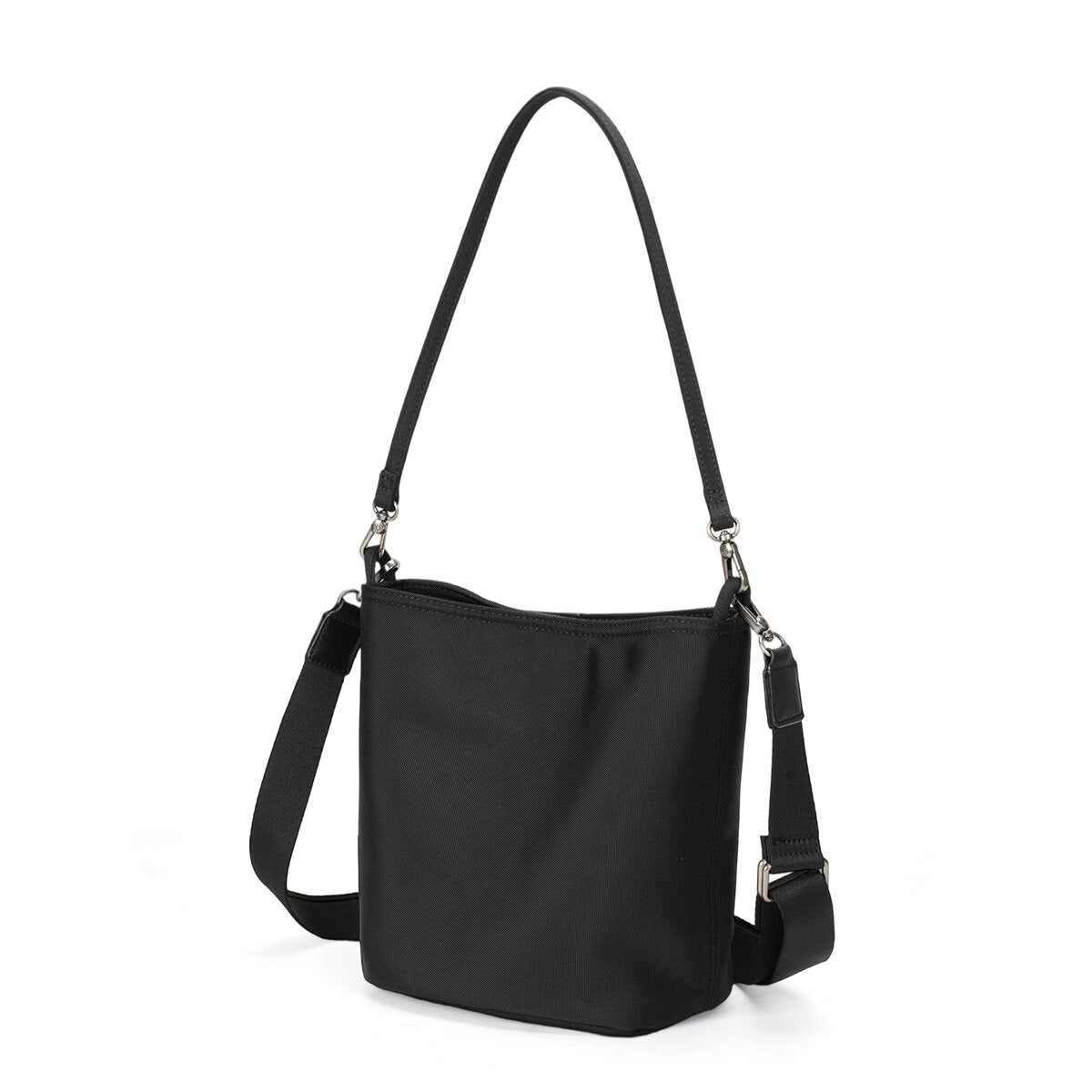 Minimalist Water-Resistant Nylon Bucket Bag – Convertible Crossbody & Shoulder Bag with Dual Straps