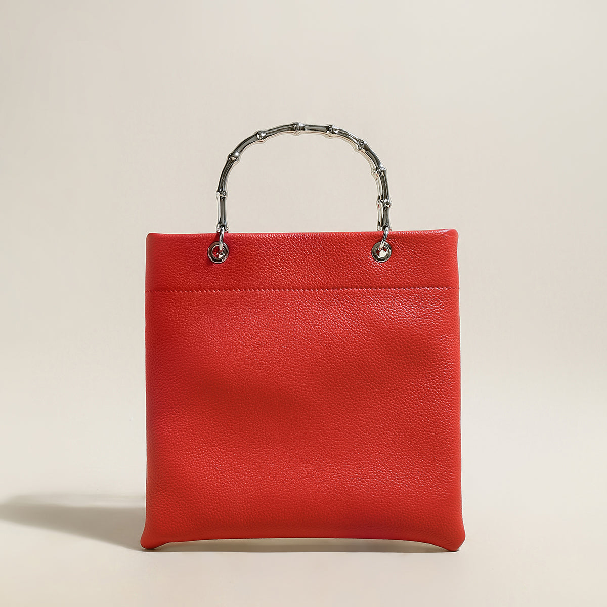 minimalistic square structured top handle bag red 1