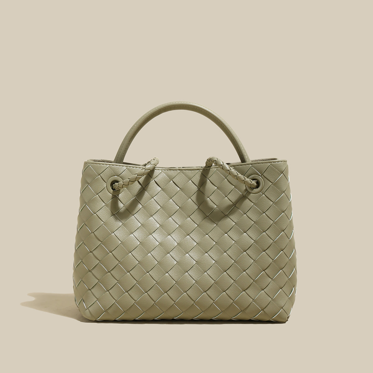 mint green woven tote bag all 3
