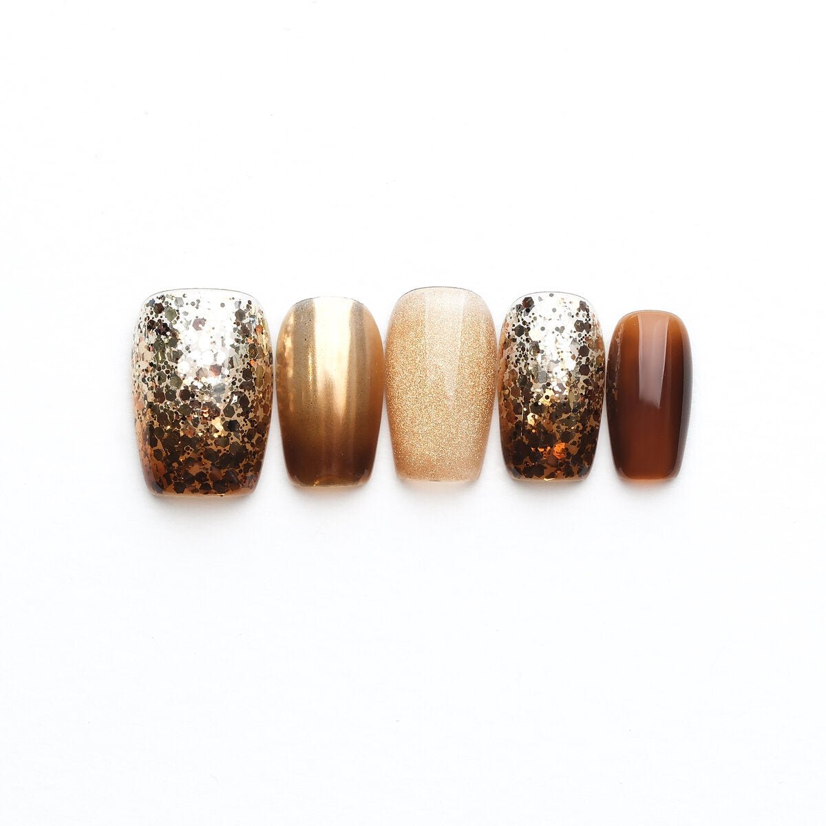Mocha Mousse Mixed-Finish Press-On Nails