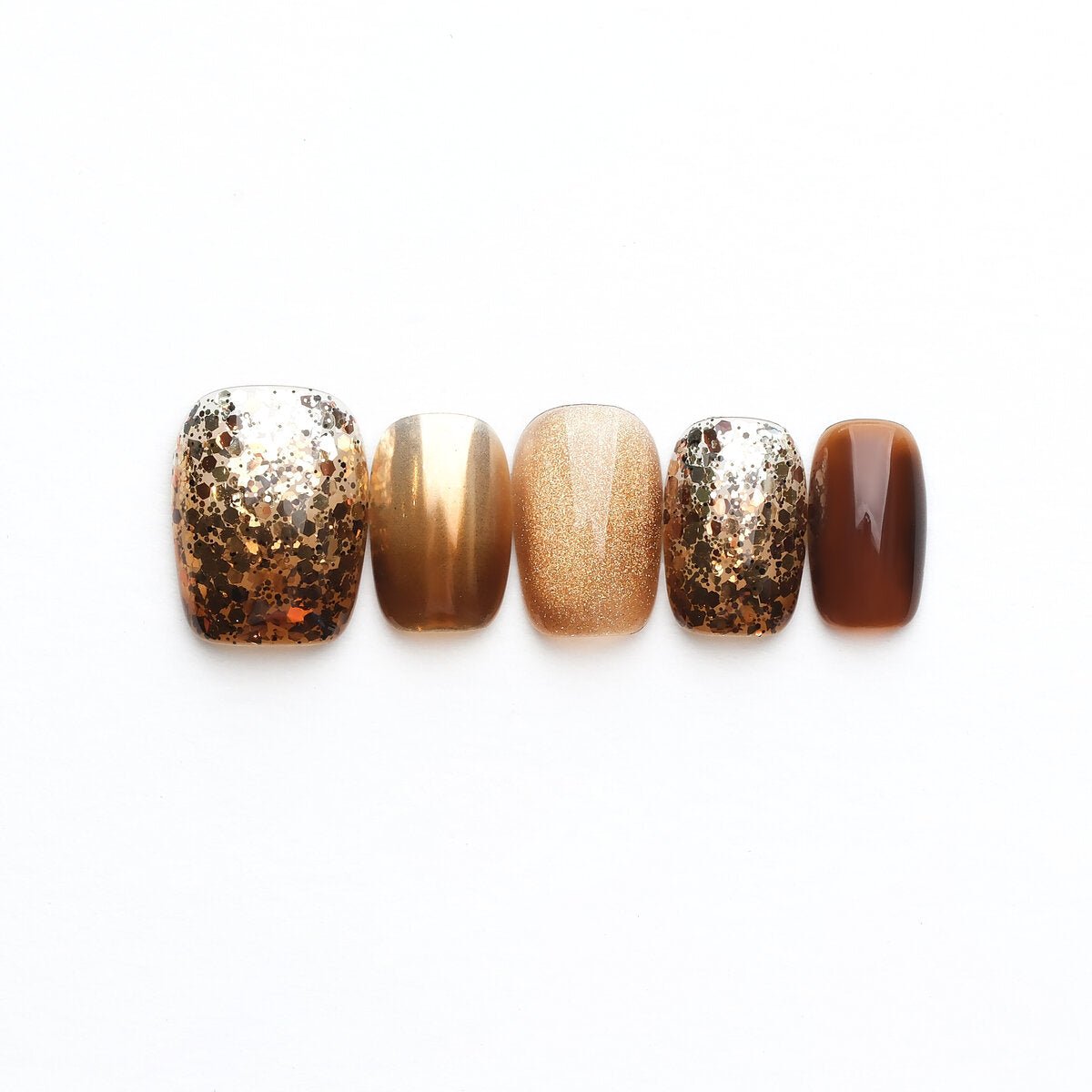Mocha Mousse Mixed-Finish Press-On Nails