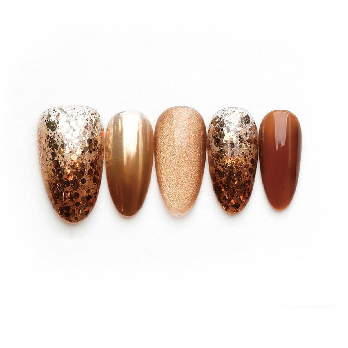 Mocha Mousse Mixed-Finish Press-On Nails