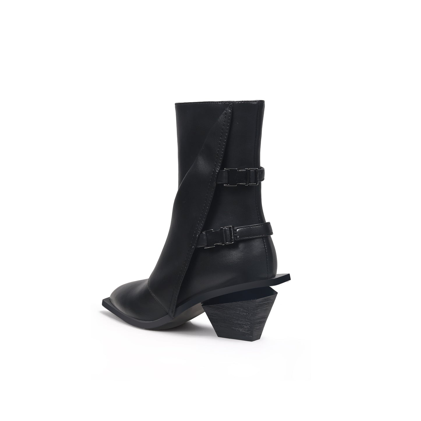 modern buckled boots all black 4