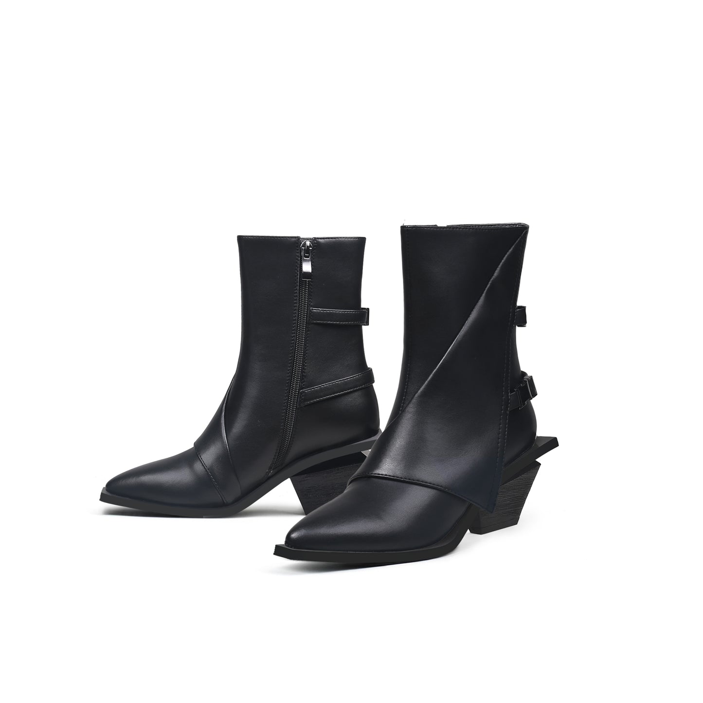 modern buckled boots all black 5