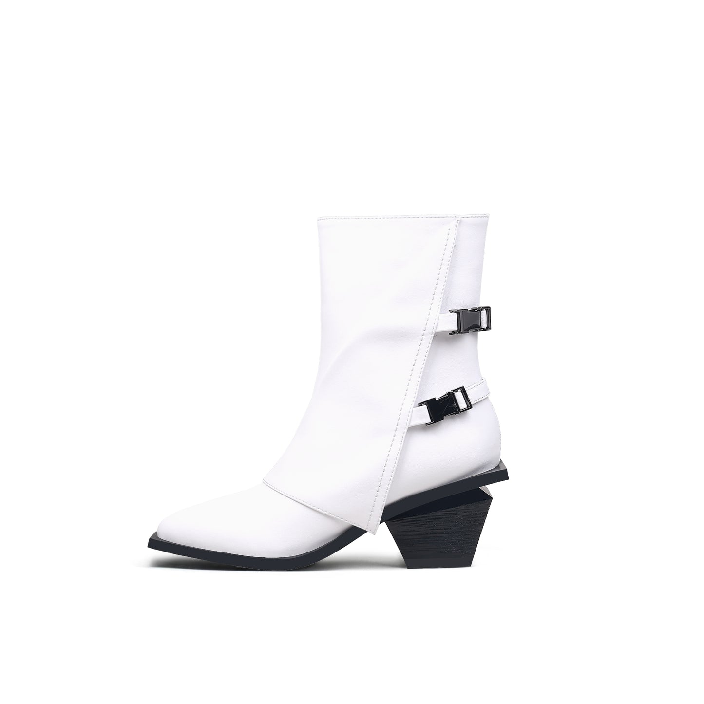 modern buckled boots all white 1