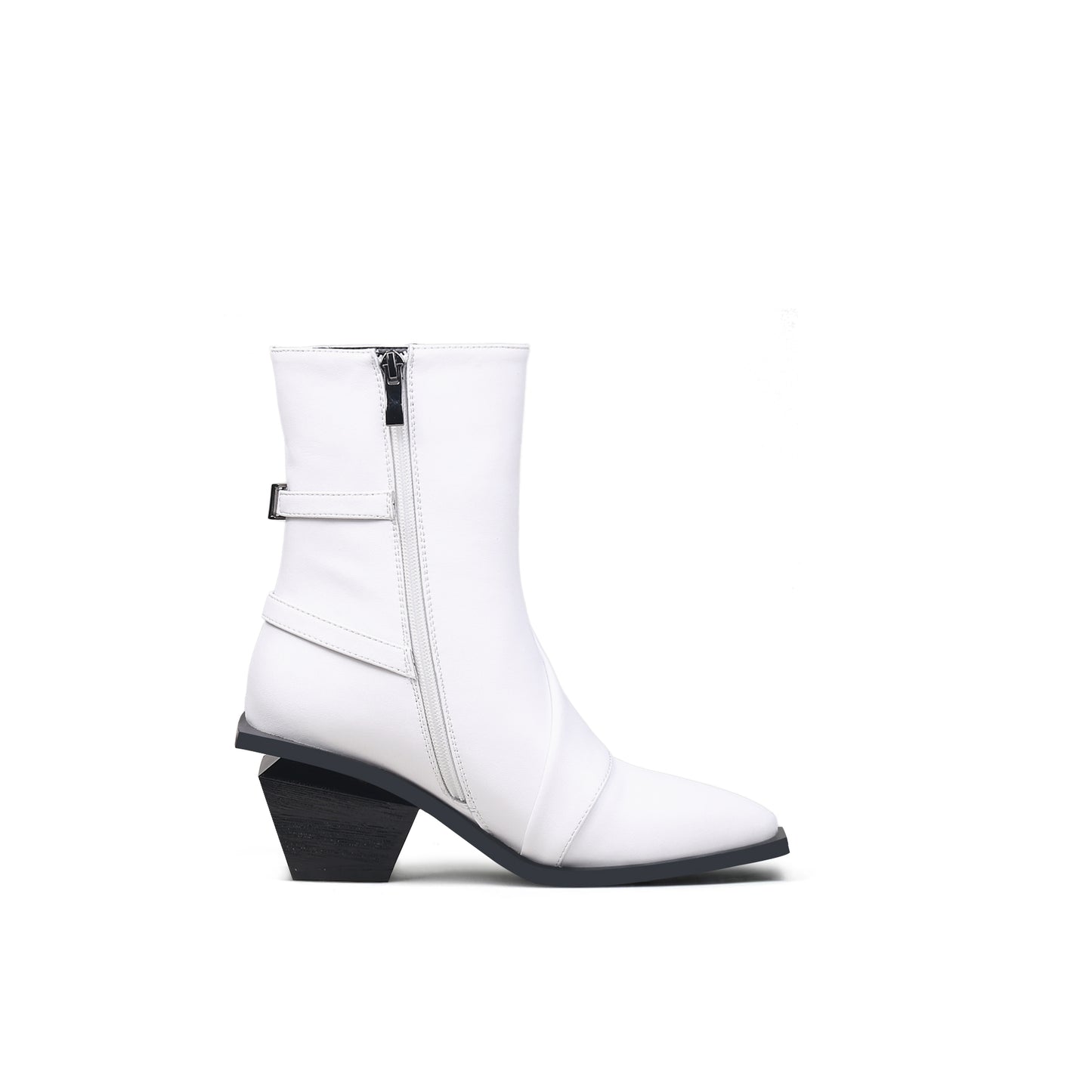 modern buckled boots all white 3