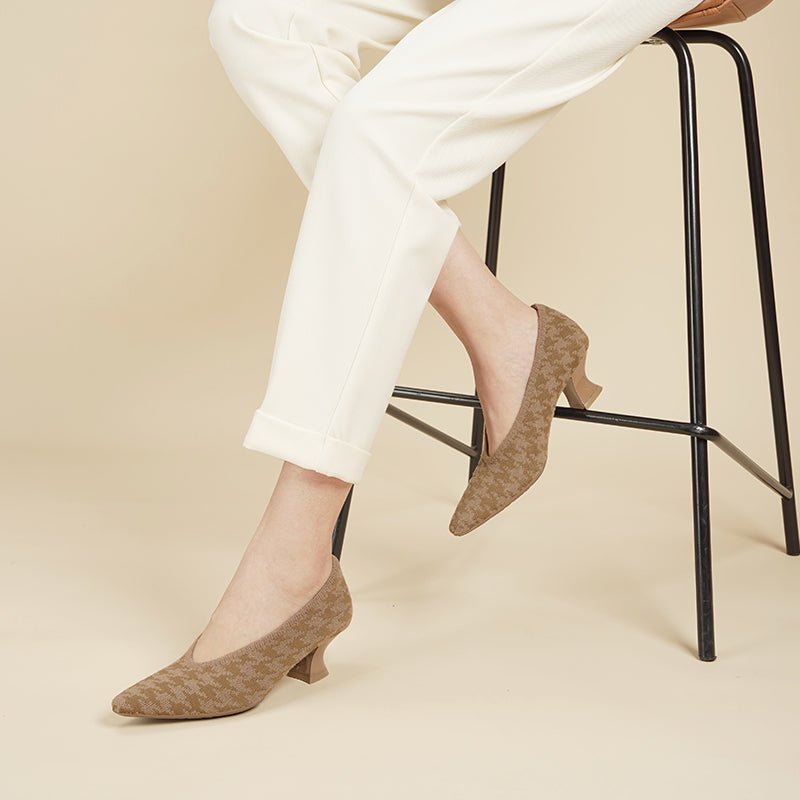 Modern Elegant Block Heel Pumps - 0cm