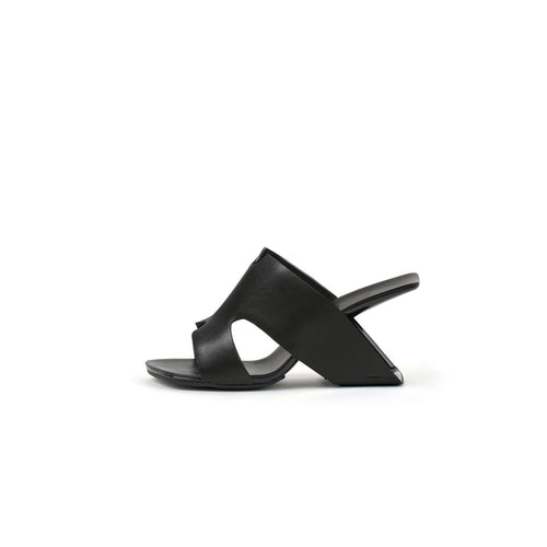 modern leather heel mule sandals all black 1