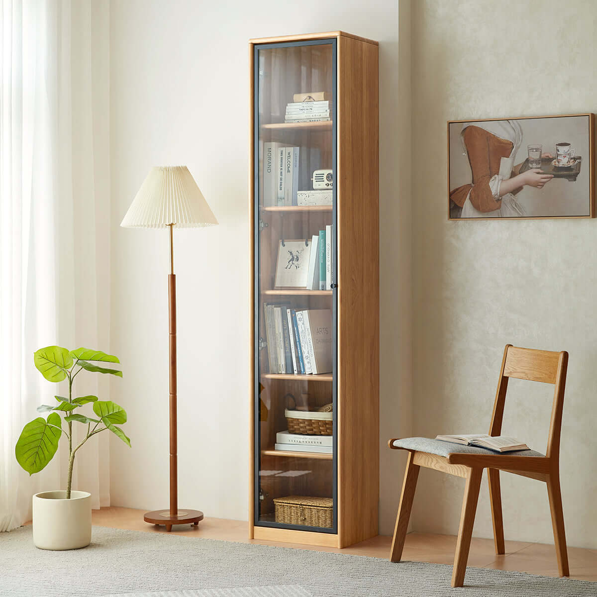 modern solid wood bookcase 0.4m natural 2
