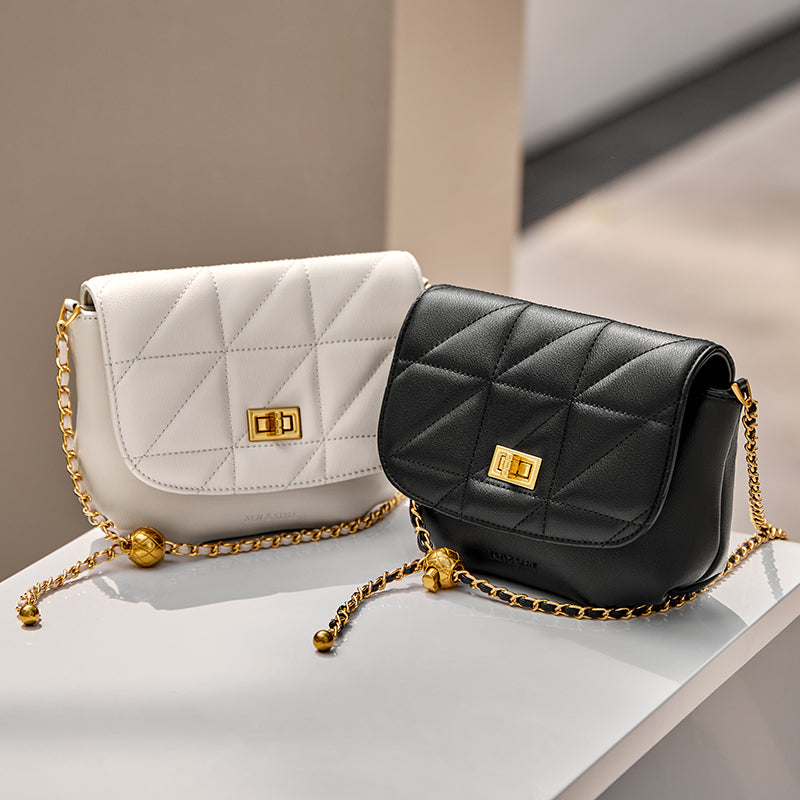 monaco trendy triangle quilted leather chain bag all 1