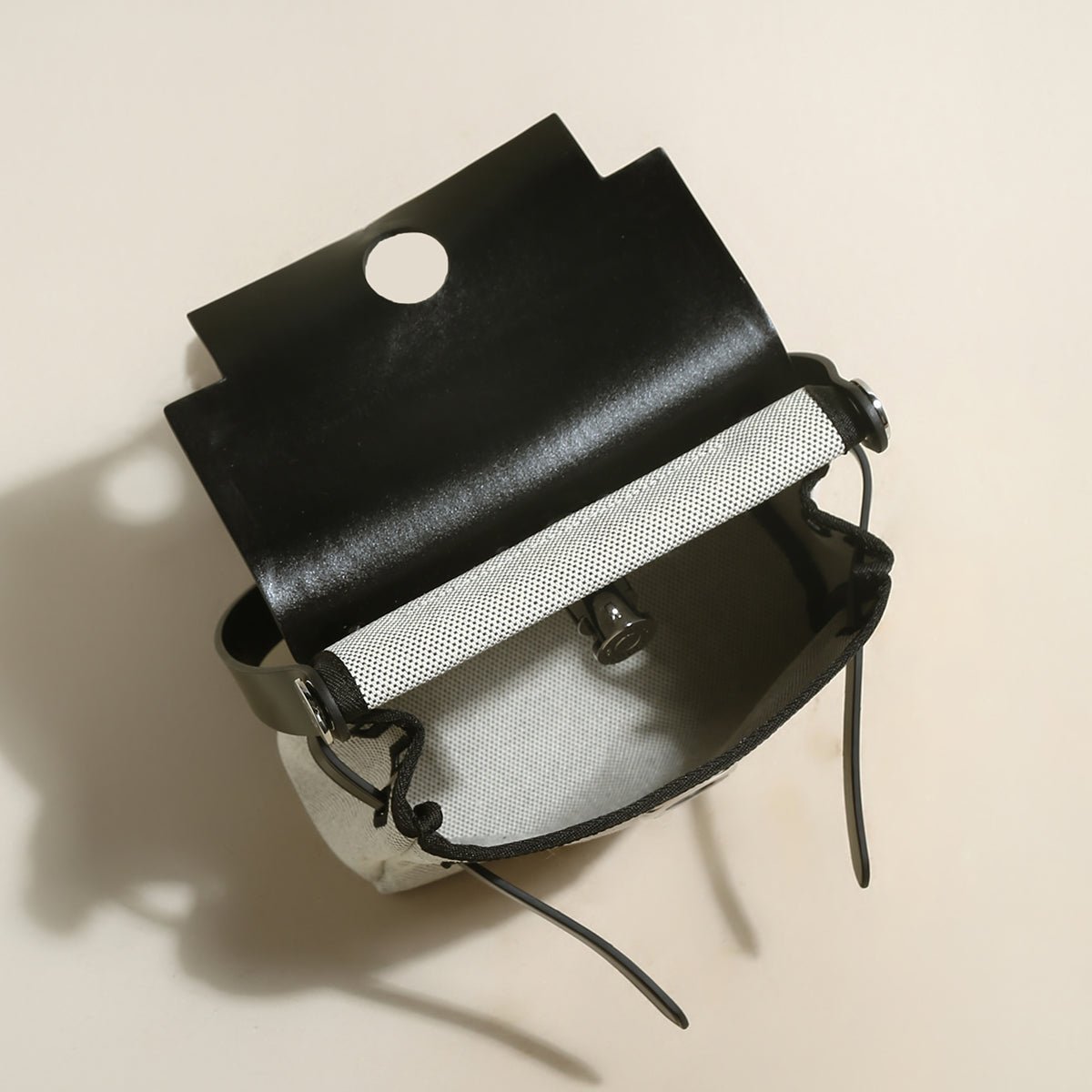 Monet Mini Canvas & Leather Crossbody Bag – Structured Colorblock Shoulder Bag with Turn-Lock Closure