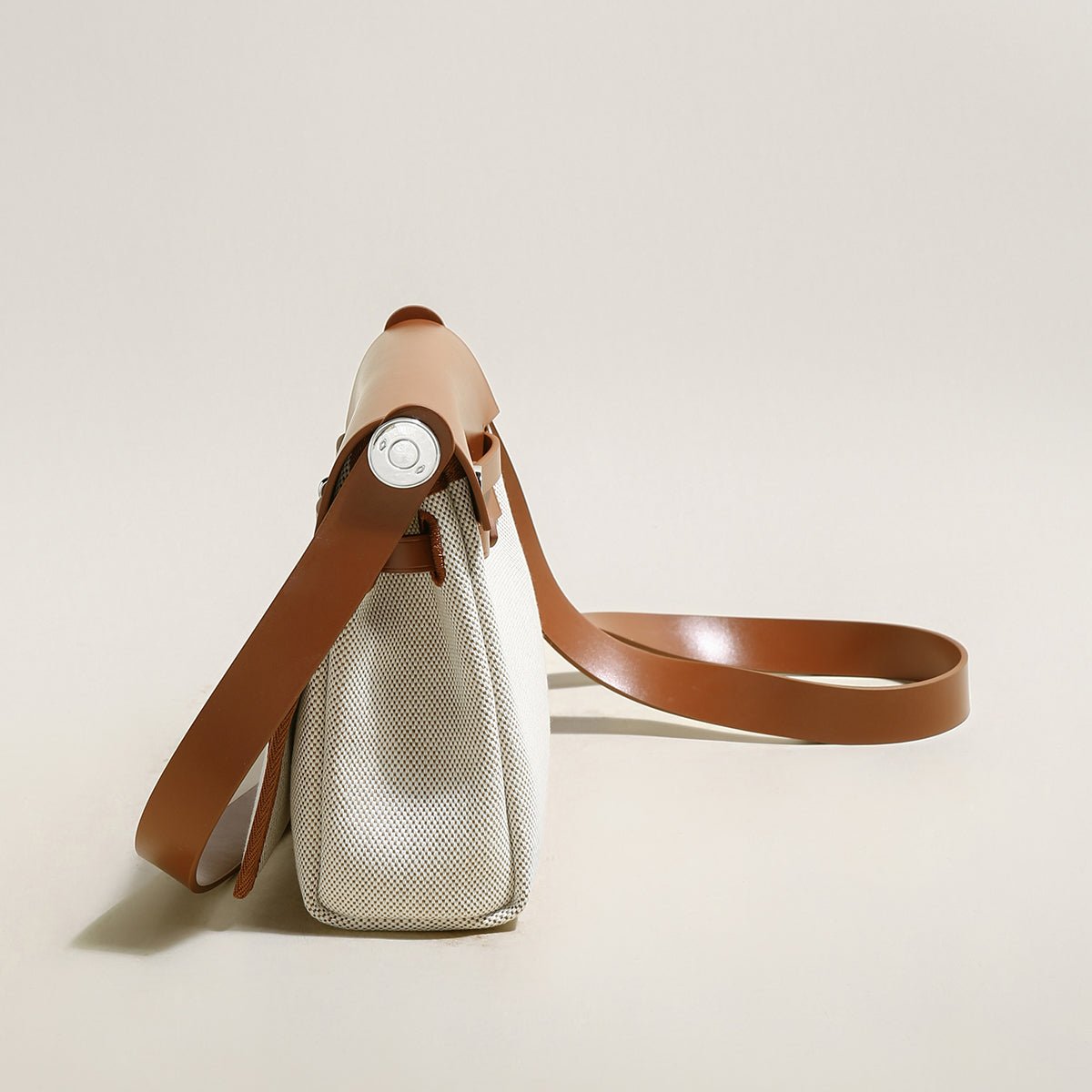 Monet Mini Canvas & Leather Crossbody Bag – Structured Colorblock Shoulder Bag with Turn-Lock Closure