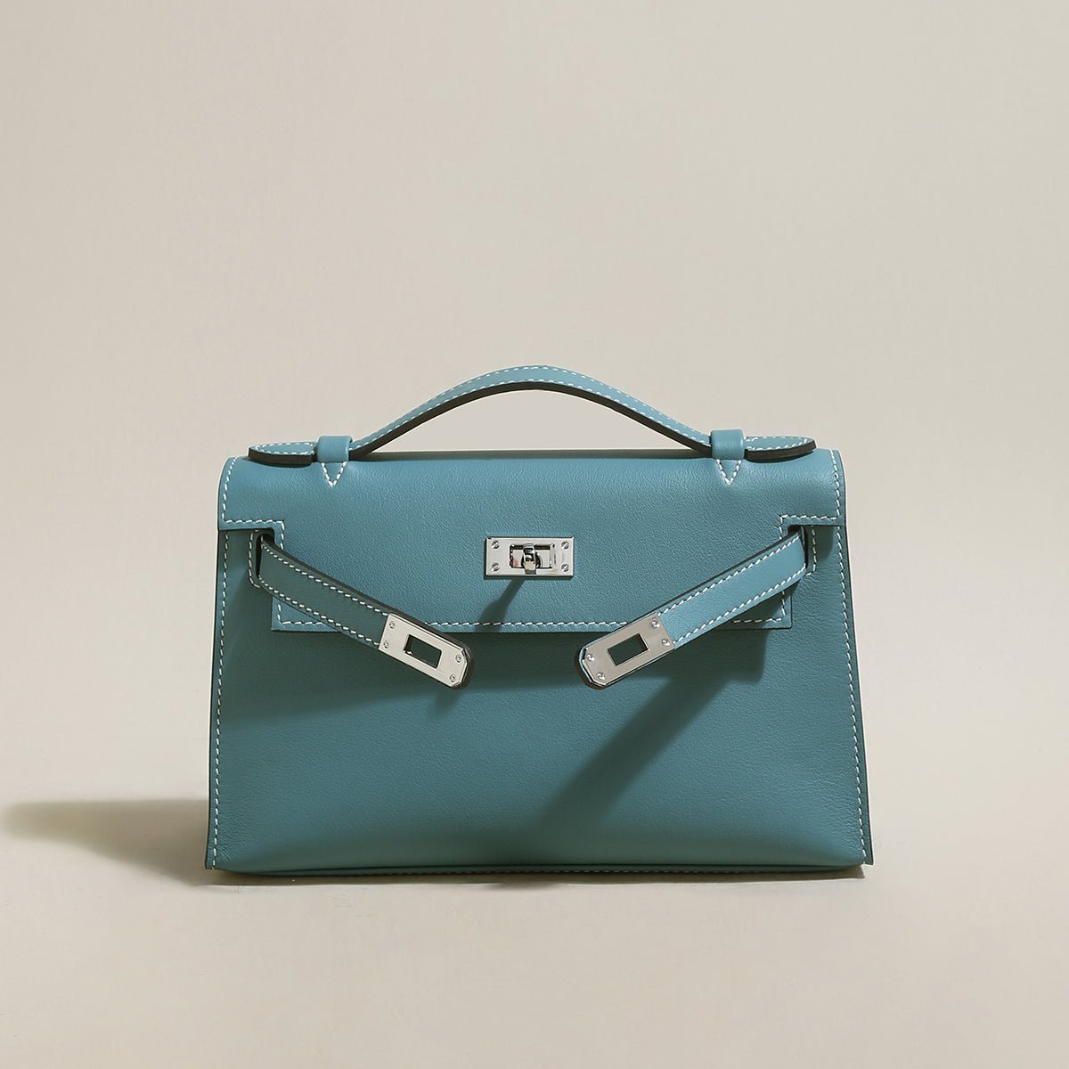 Monroe Colorblock Leather Satchel – Structured Top Handle Bag with Turn-Lock Closure & Chain Strap