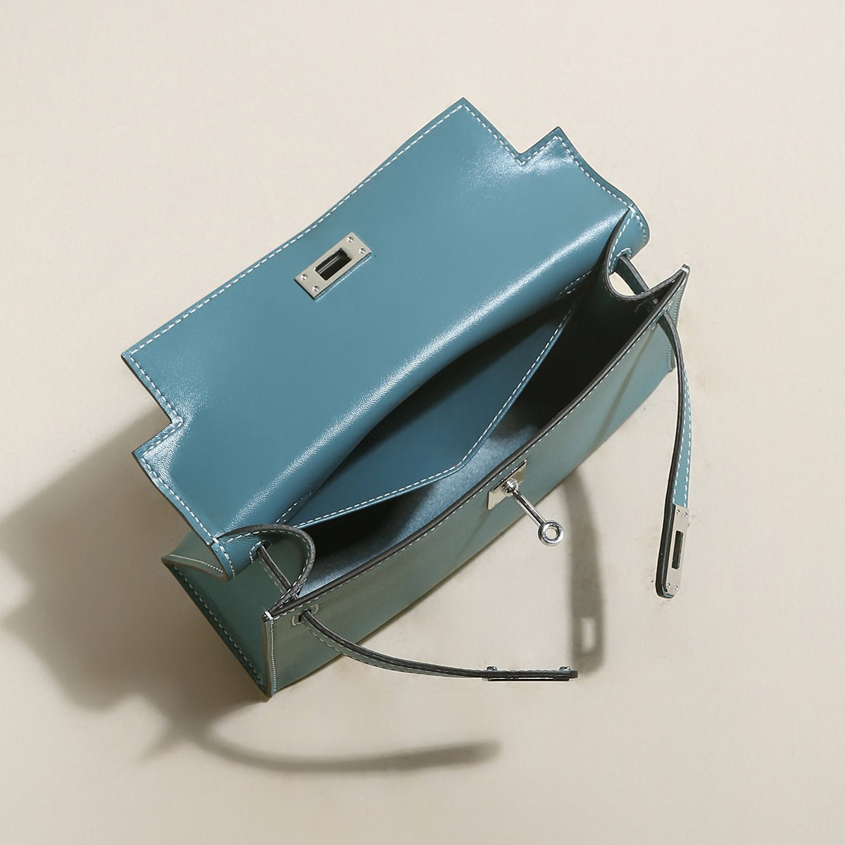Monroe Colorblock Leather Satchel – Structured Top Handle Bag with Turn-Lock Closure & Chain Strap