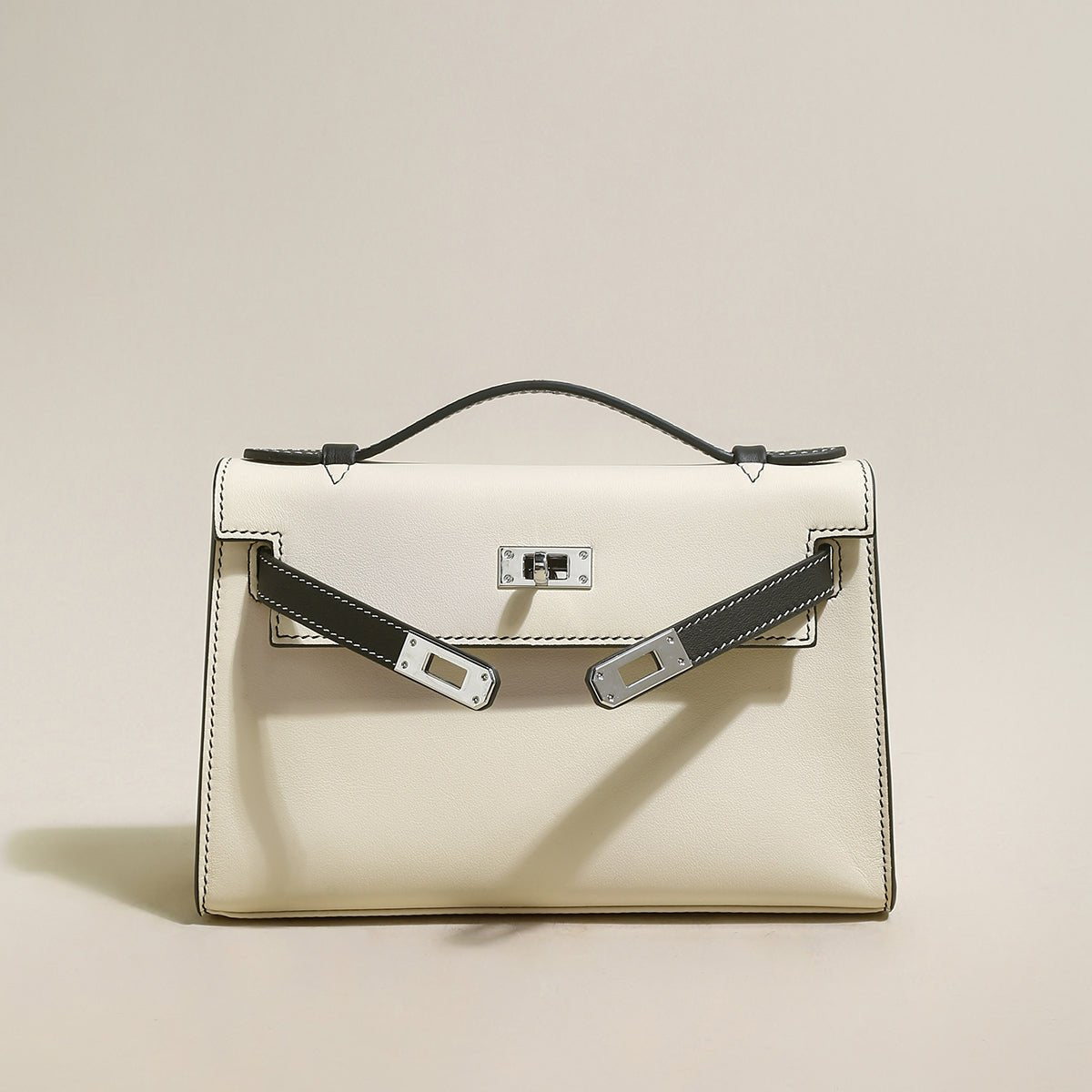 Monroe Colorblock Leather Satchel – Structured Top Handle Bag with Turn-Lock Closure & Chain Strap