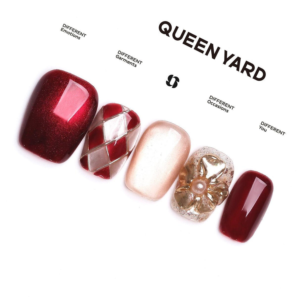 Moonlit Rose Wine Red Cat-Eye Press-On Nails