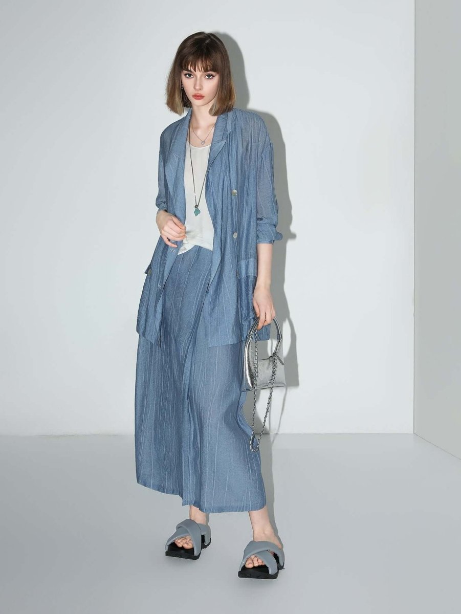 muberry blue relaxed double breasted blazer all blue 1