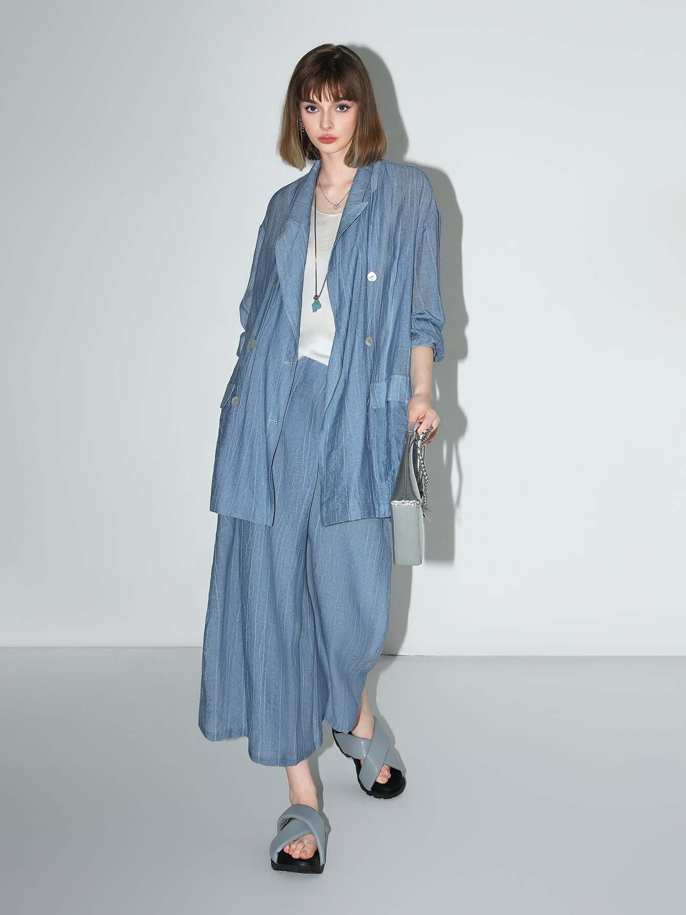 muberry blue relaxed double breasted blazer all blue 2