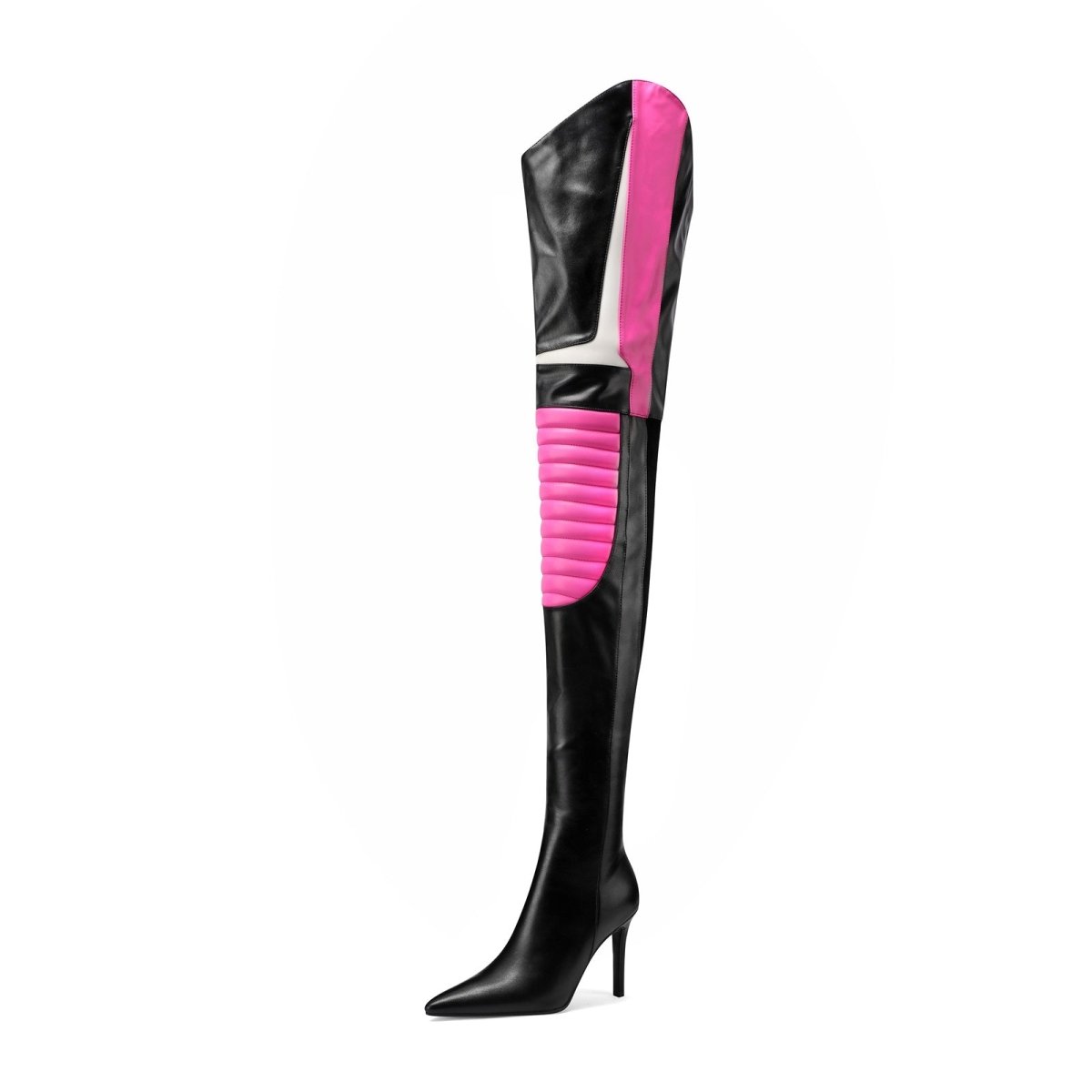 Multi Color Coil Panel Thigh High Boots - 0cm