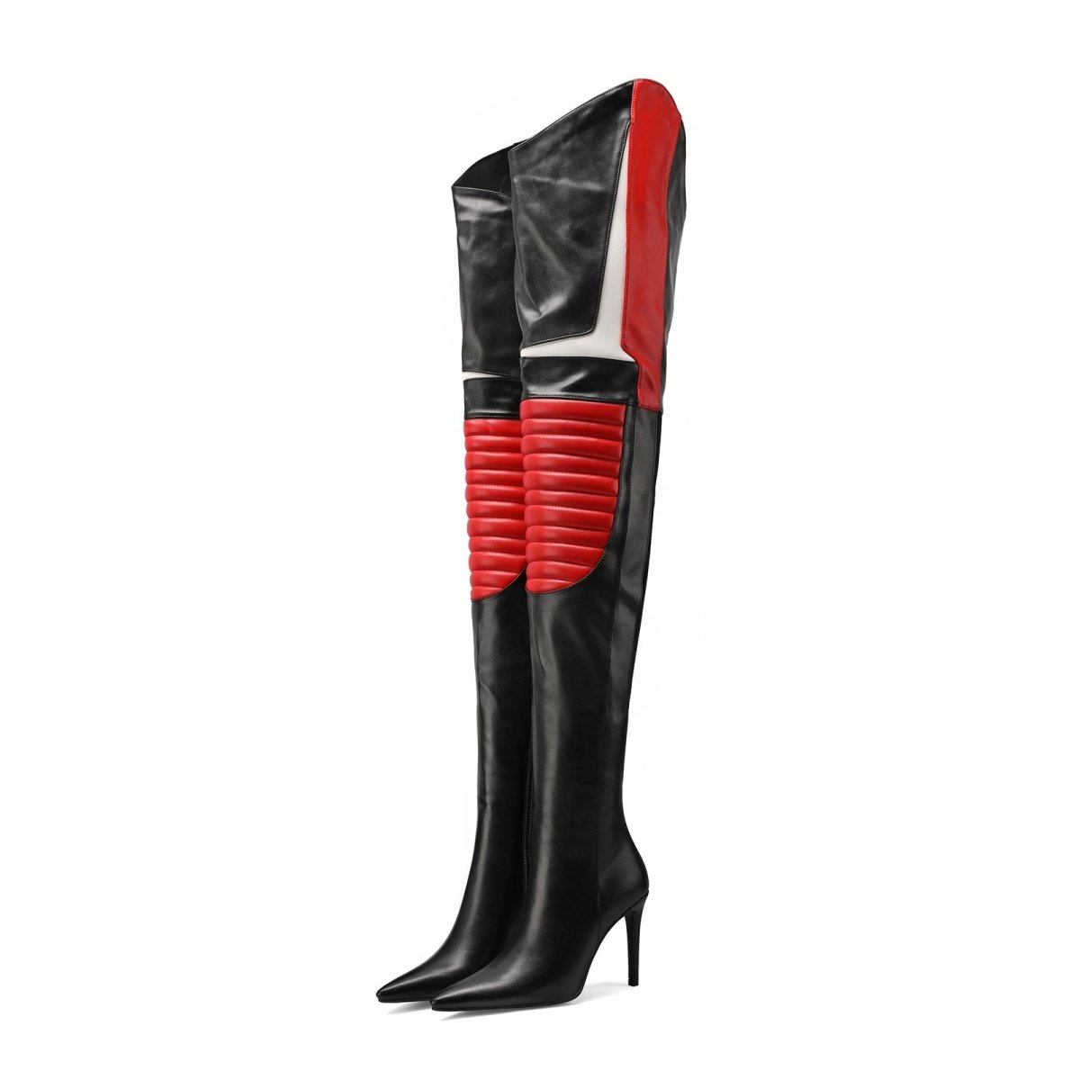 Multi Color Coil Panel Thigh High Boots - 0cm