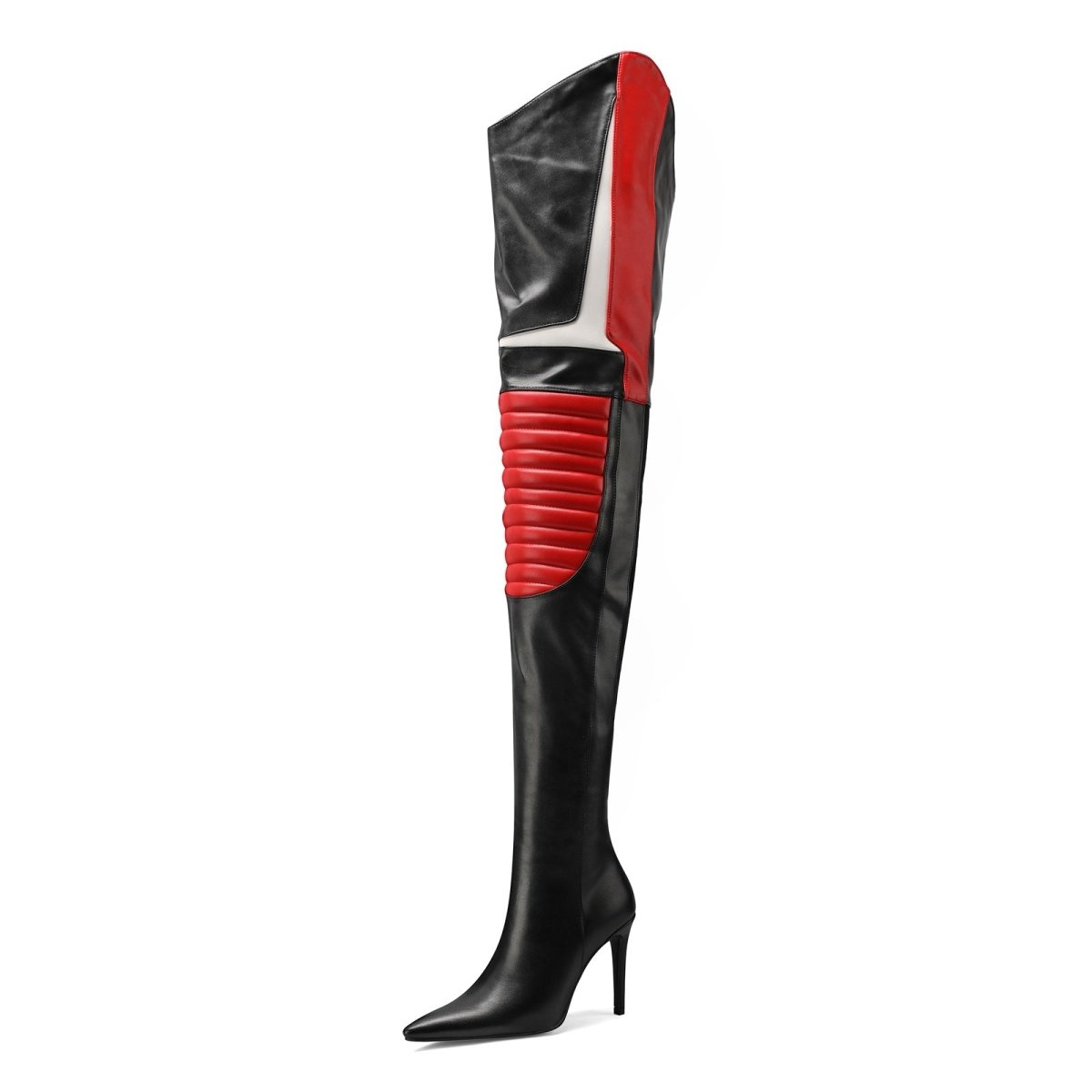 Multi Color Coil Panel Thigh High Boots - 0cm