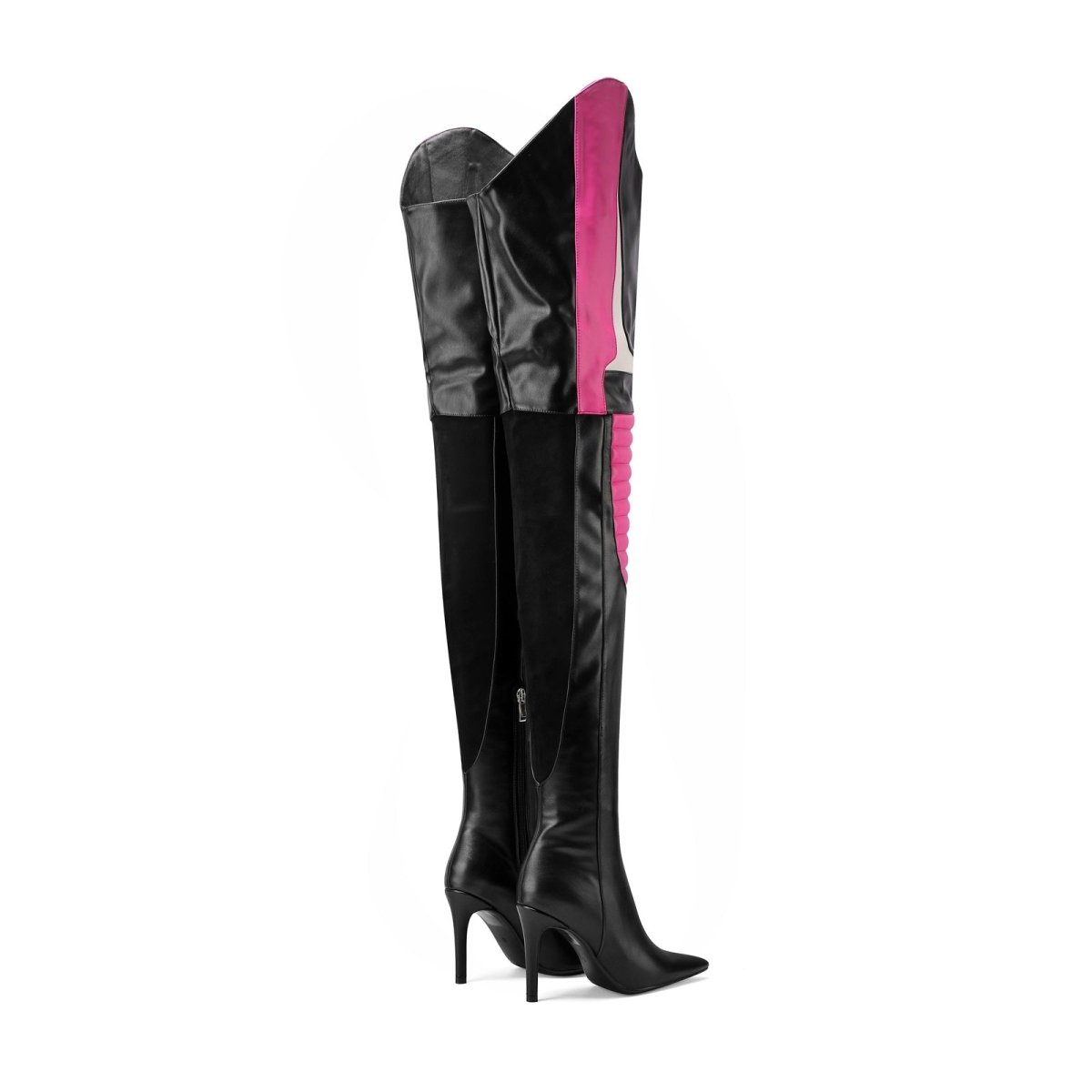 Multi Color Coil Panel Thigh High Boots - 0cm