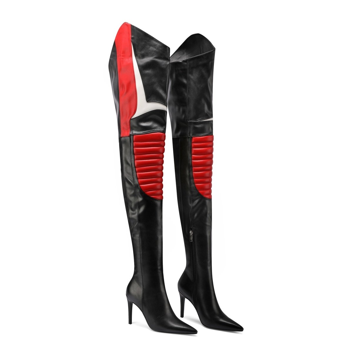 Multi Color Coil Panel Thigh High Boots - 0cm