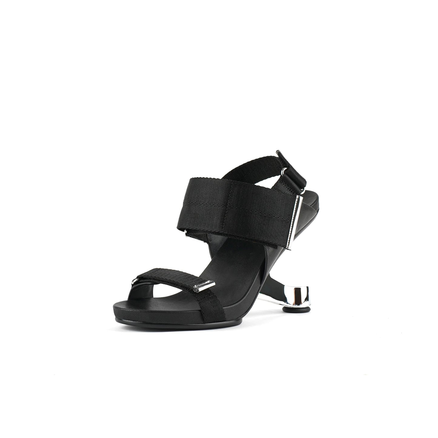 multi strap heel less sandals all black 2