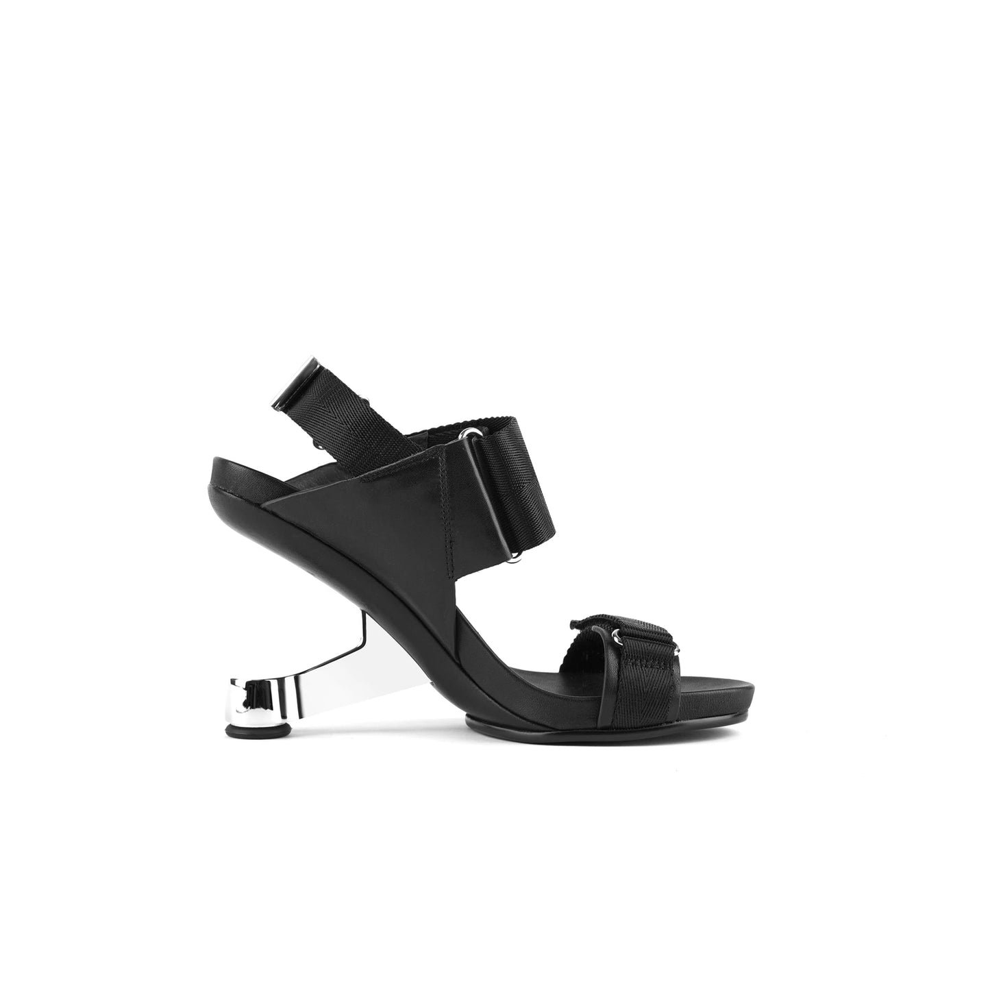 multi strap heel less sandals all black 3