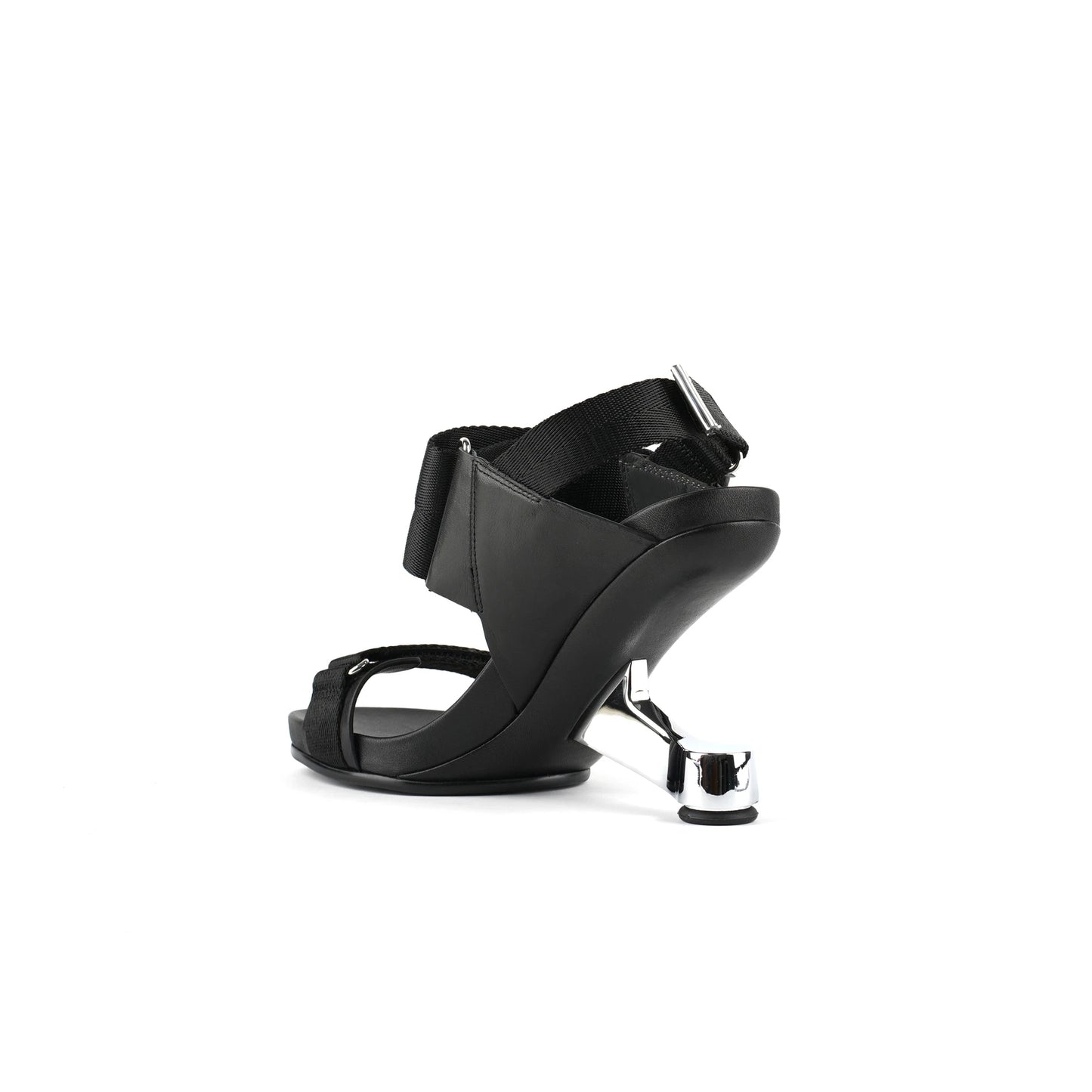 multi strap heel less sandals all black 4