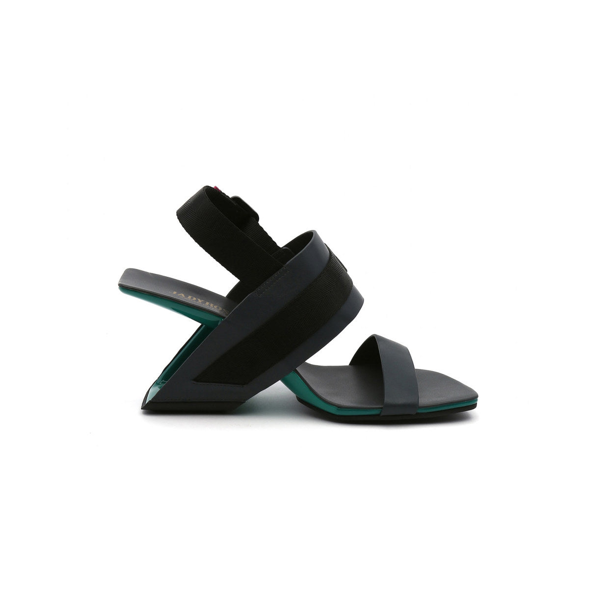 multi strap patent open toe sandals all black 3