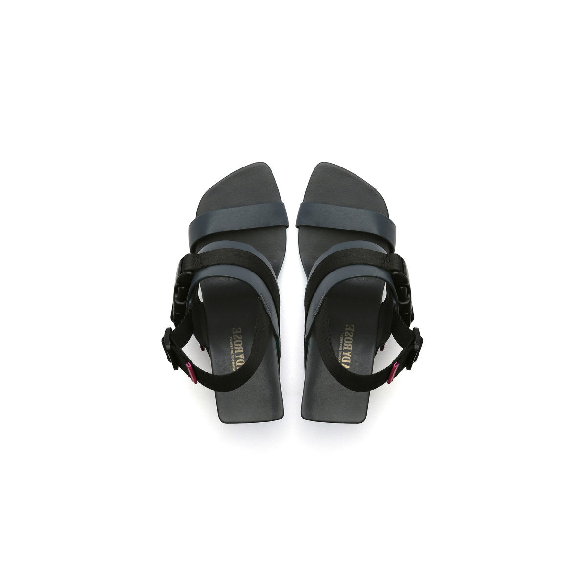 multi strap patent open toe sandals all black 6