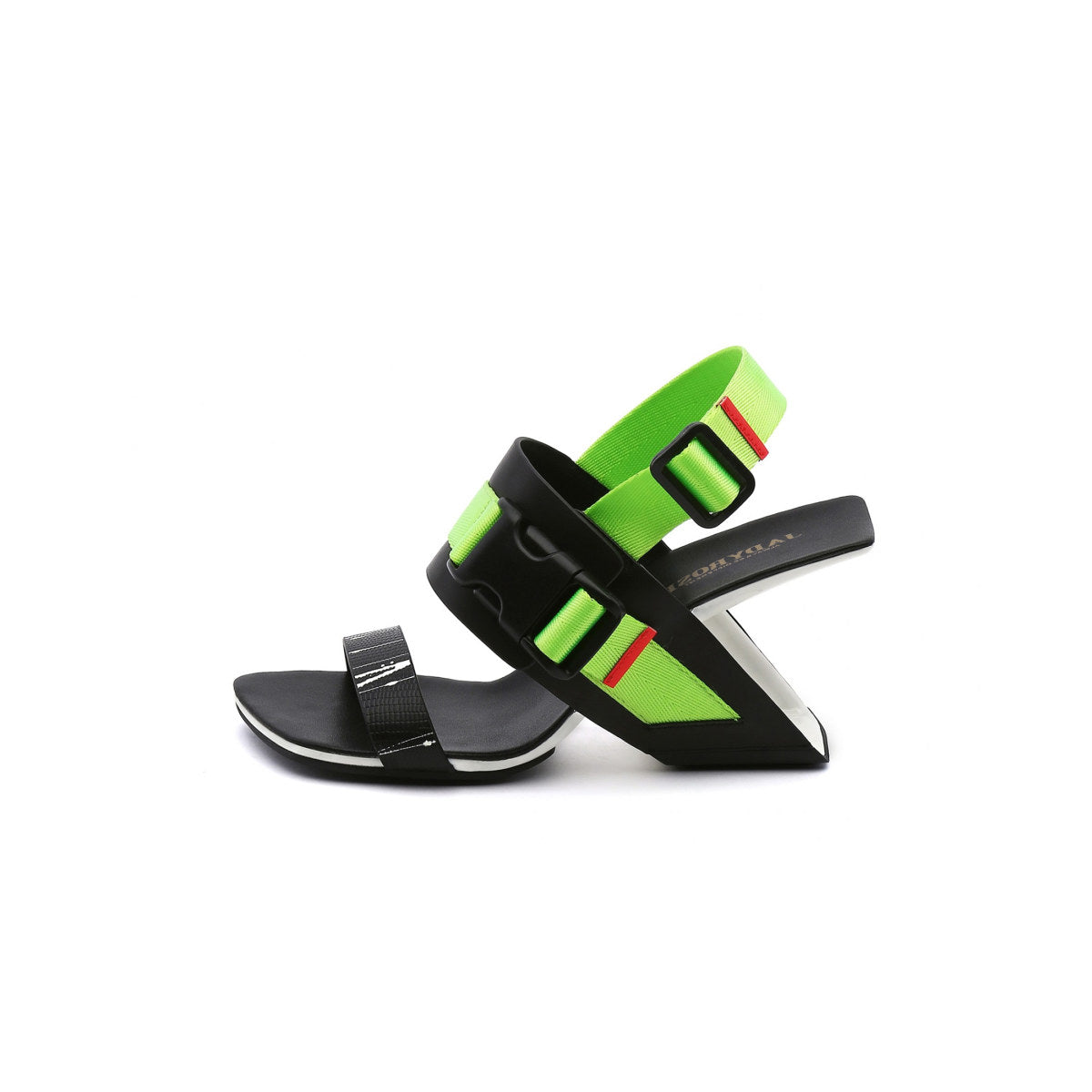 multi strap patent open toe sandals all green 1