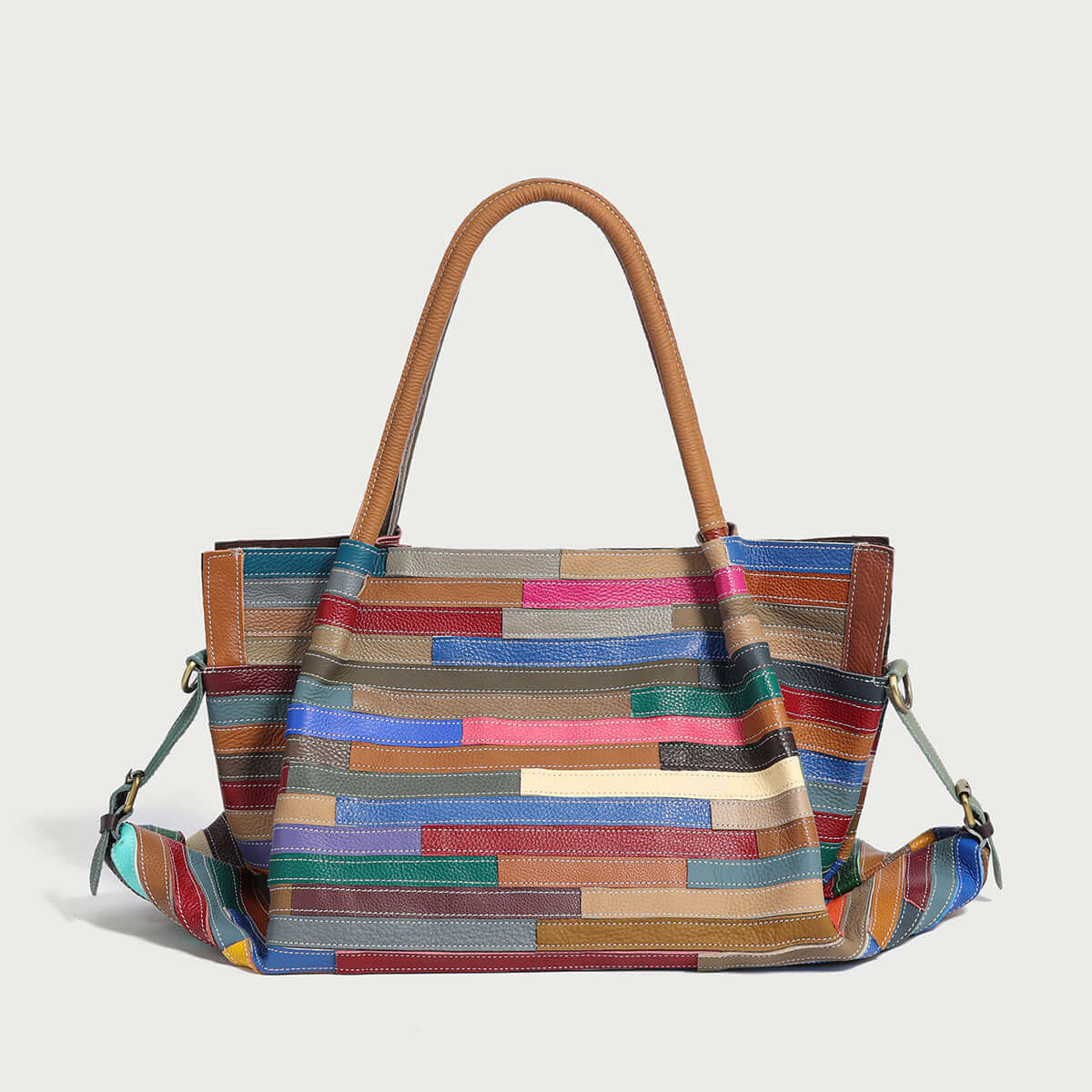 multicolor brick large leather tote bag rainbow 1