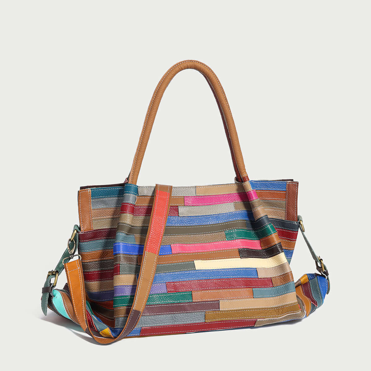 multicolor brick large leather tote bag rainbow 2