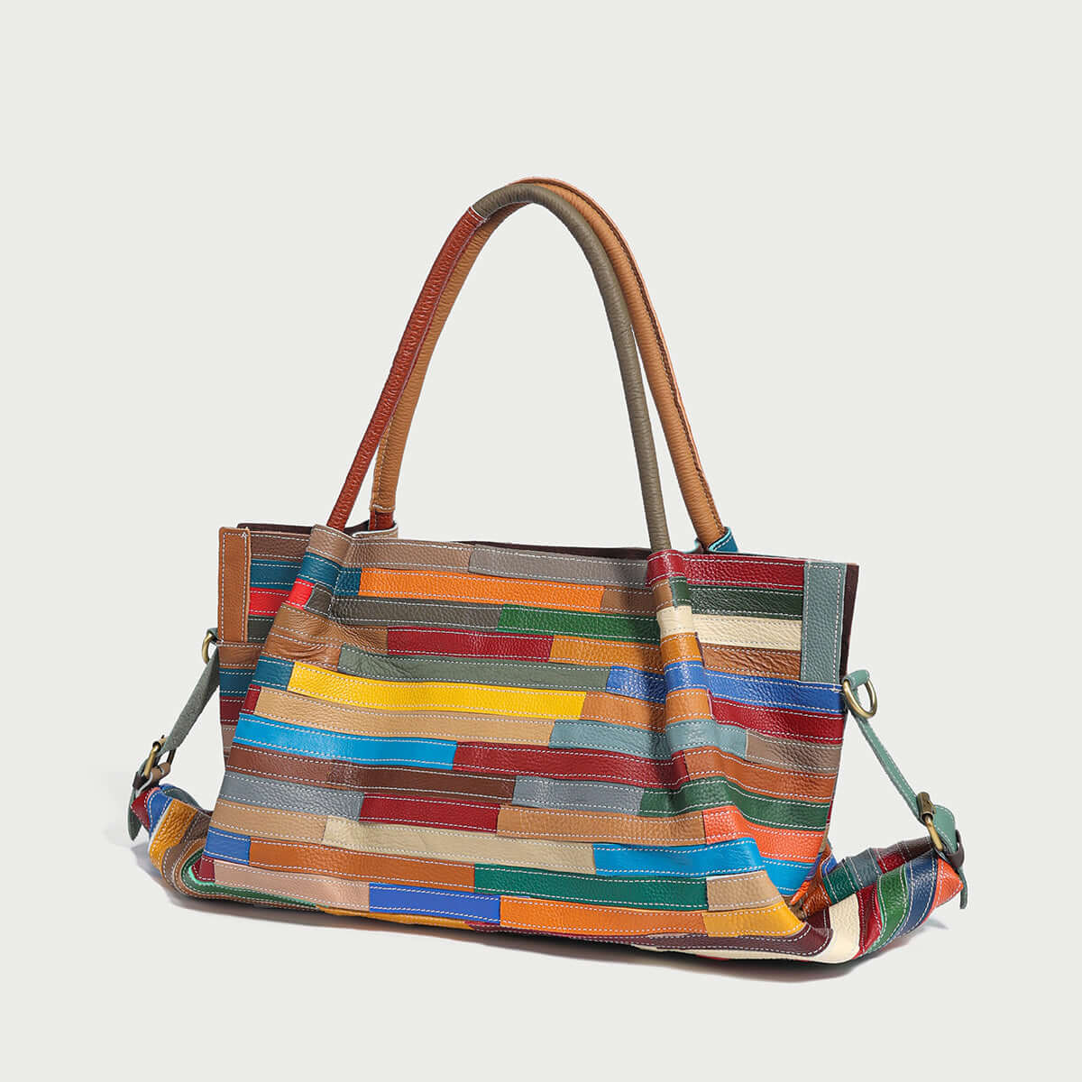 multicolor brick large leather tote bag rainbow 3
