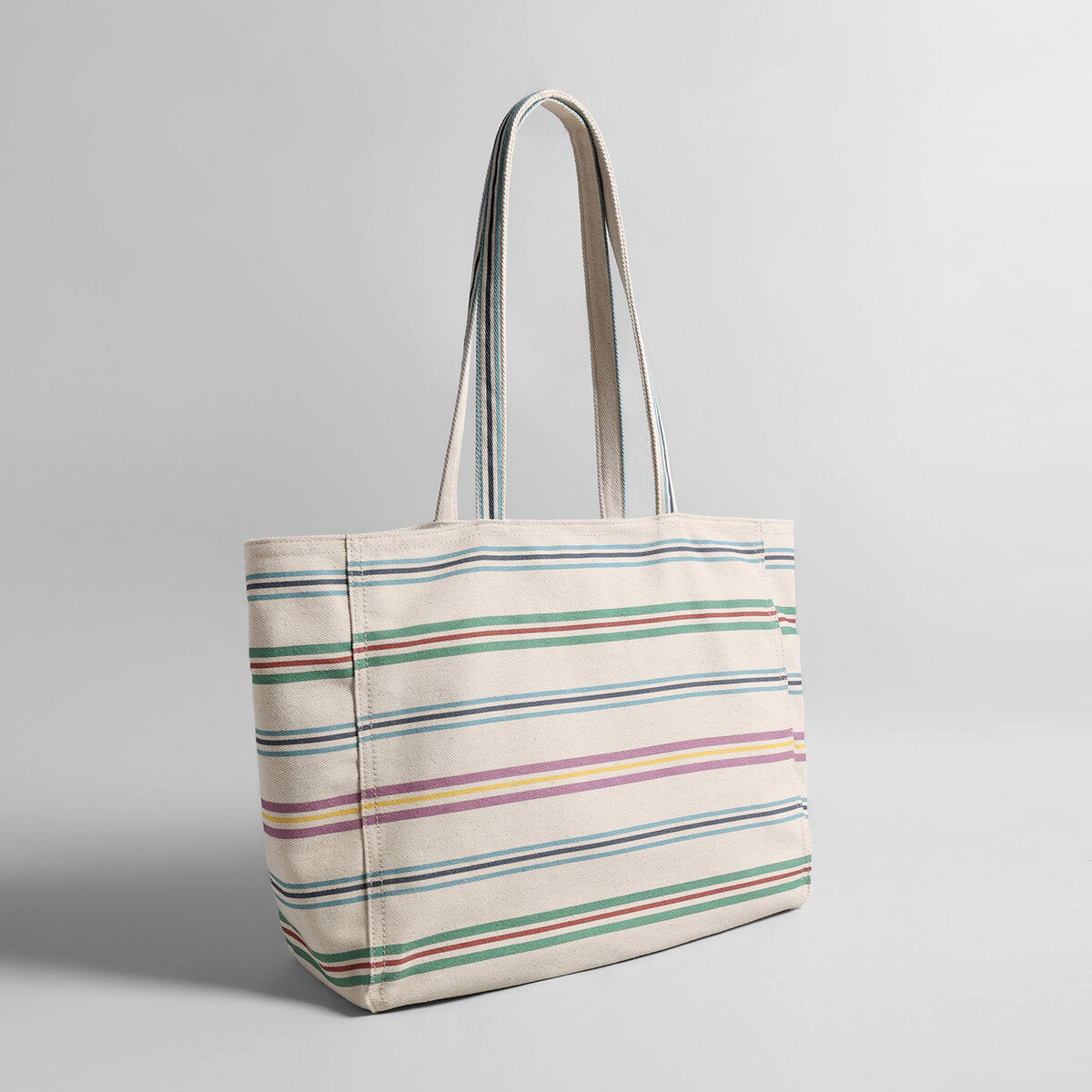 Multicolor Stripe Canvas Tote Bag – Oversized Large Capacity Commuter Shoulder Bag