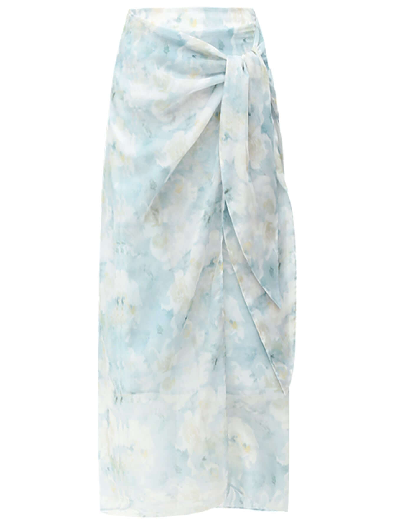 muted floral tie dye wrap around skirt all blue 4
