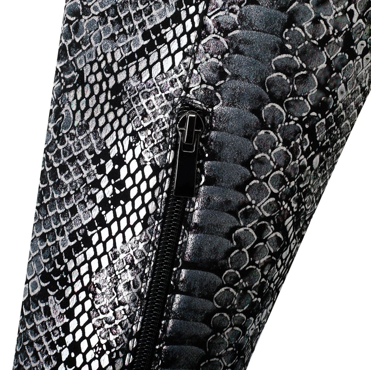 Mysterious Black Python Stiletto Knee High Boots - 0cm