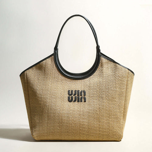 natural khaki woven tote bag khaki 1