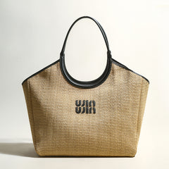 Natural Khaki Woven Tote Bag