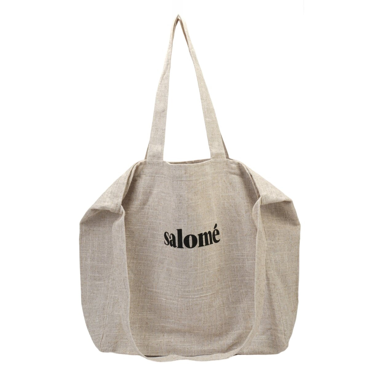 Natural Linen Oversized Tote Bag with “Salomé” Letter Print – Large Capacity Slouchy Shoulder Handbag