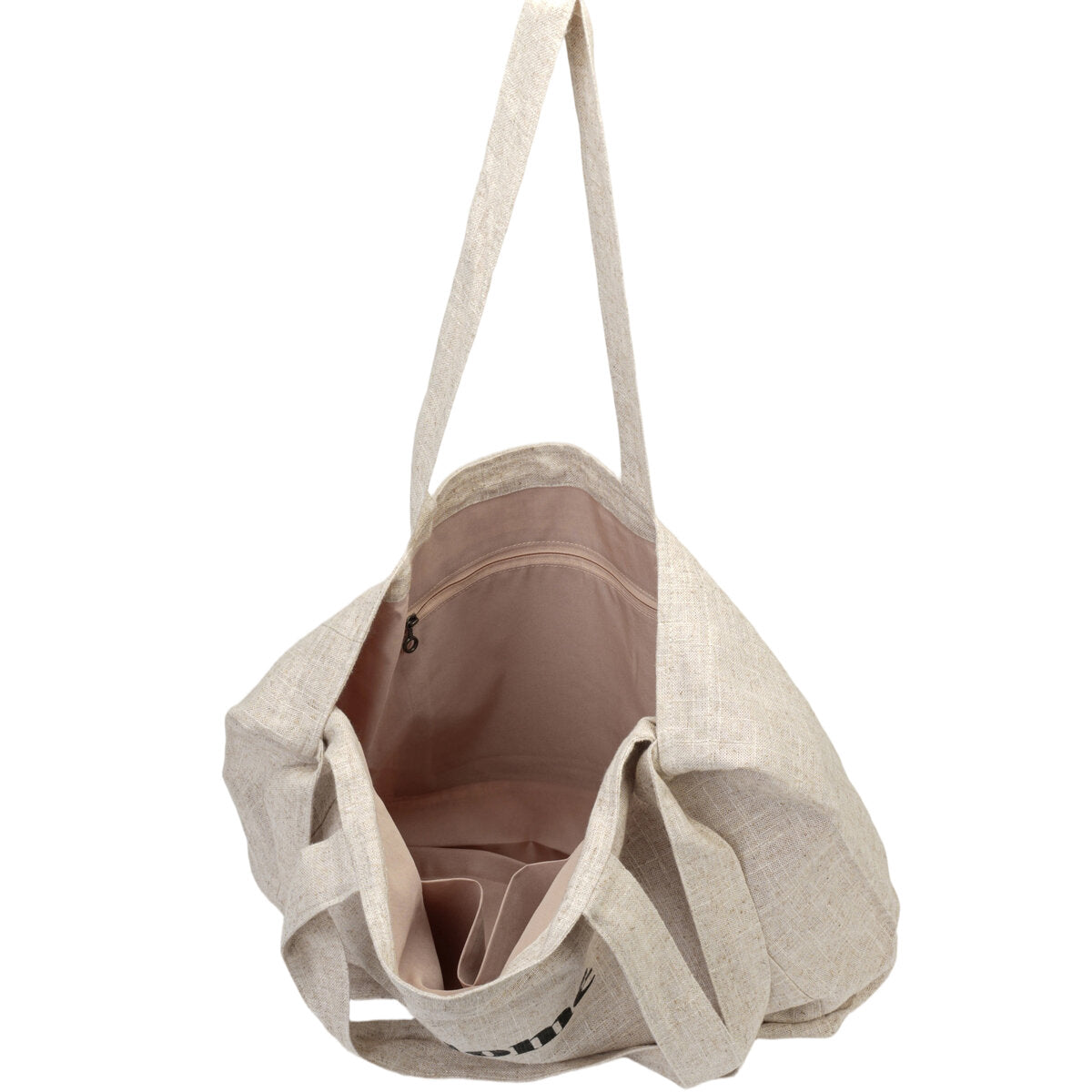 Natural Linen Oversized Tote Bag with “Salomé” Letter Print – Large Capacity Slouchy Shoulder Handbag