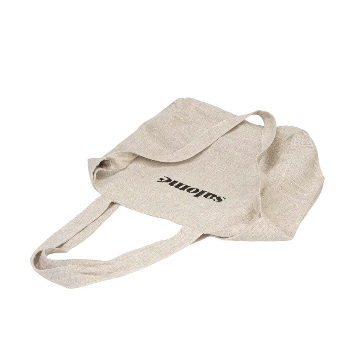 Natural Linen Oversized Tote Bag with “Salomé” Letter Print – Large Capacity Slouchy Shoulder Handbag