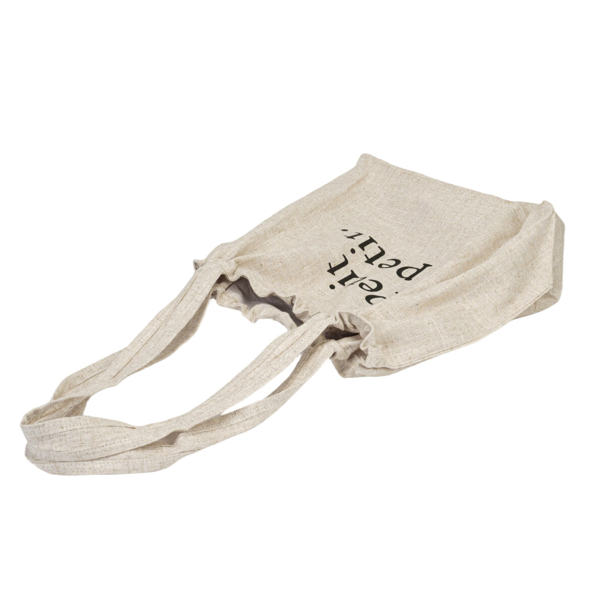 Natural Linen Oversized “Petit à petit.” Drawstring Tote Bag – Large Capacity Slouchy Shoulder Handbag