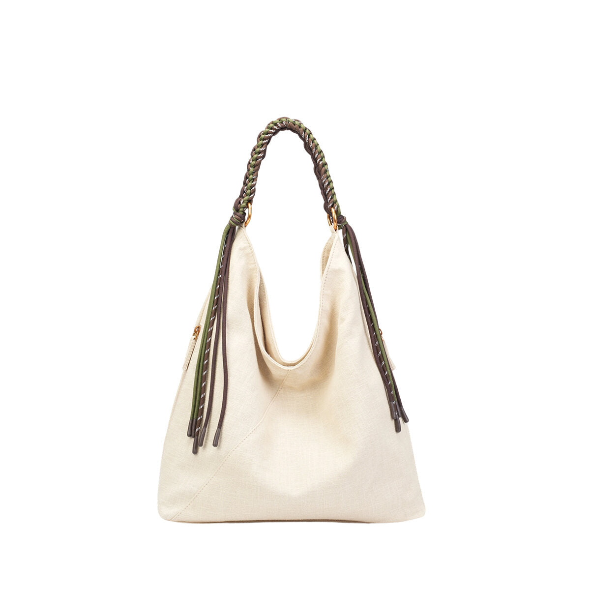 Natural Ramie Canvas Braided Handle Tote Bag – Large Capacity Lightweight Shoulder Bag