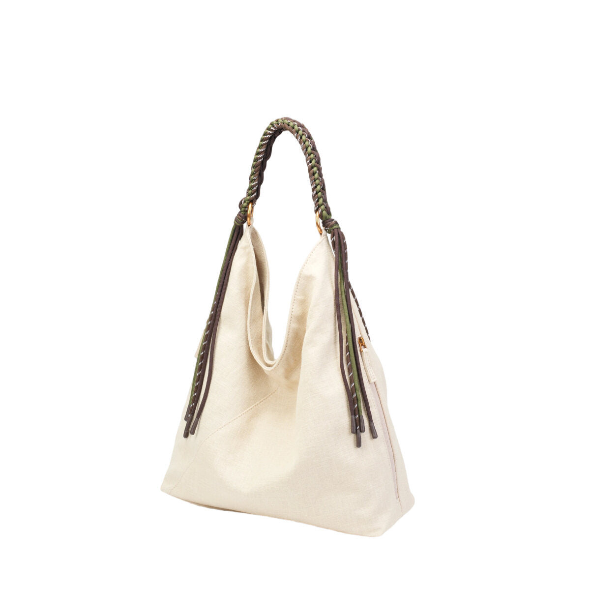 Natural Ramie Canvas Braided Handle Tote Bag – Large Capacity Lightweight Shoulder Bag