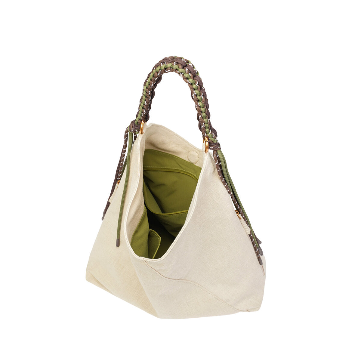 Natural Ramie Canvas Braided Handle Tote Bag – Large Capacity Lightweight Shoulder Bag